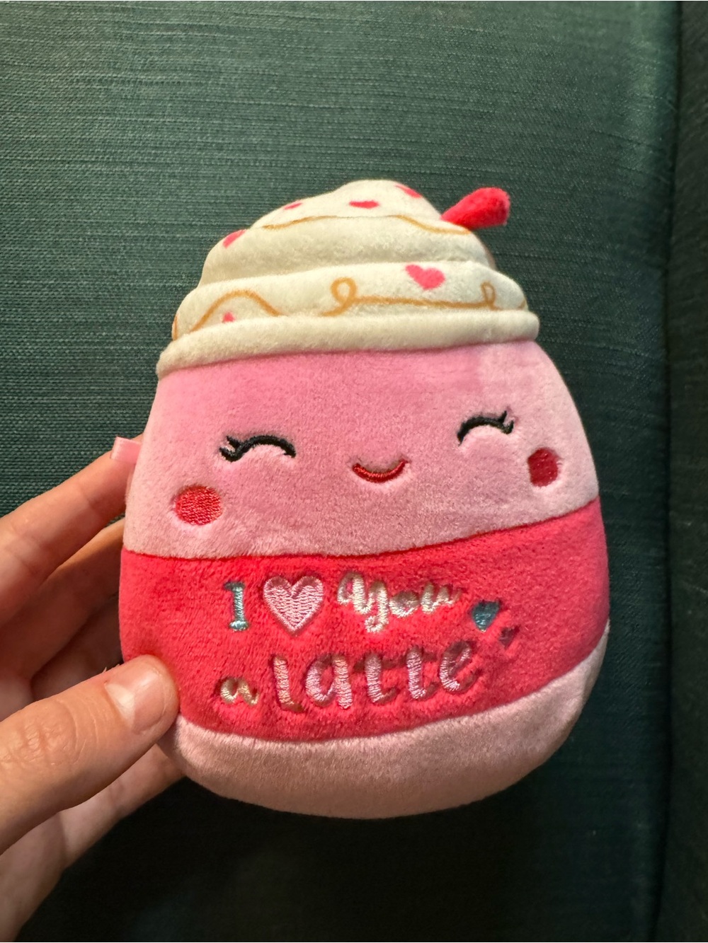 Squishmallows Pink & Cream 'I Love You a Latte' Plush